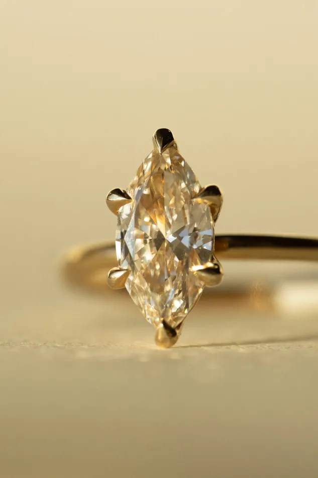 Foe Dear Rings Only One Ring 120ct Champagne GIA Marquise Brilliant Diamond readytoship