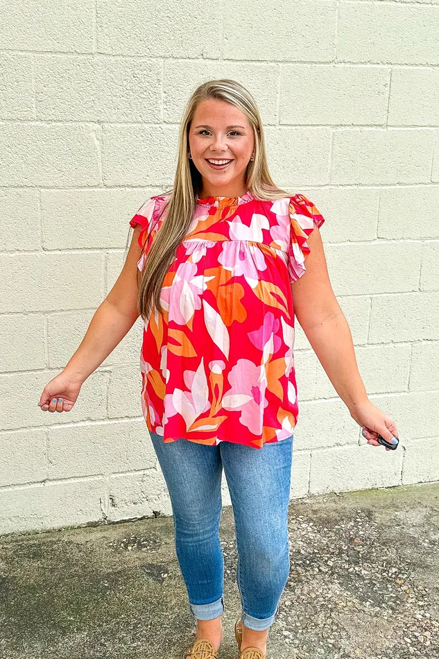 Haptics Pure Sweetness Floral Top Fuchsia Rings