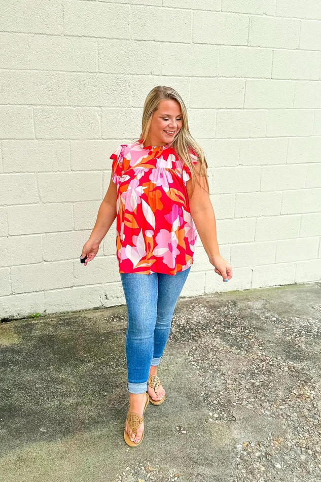 Haptics Pure Sweetness Floral Top Fuchsia Rings