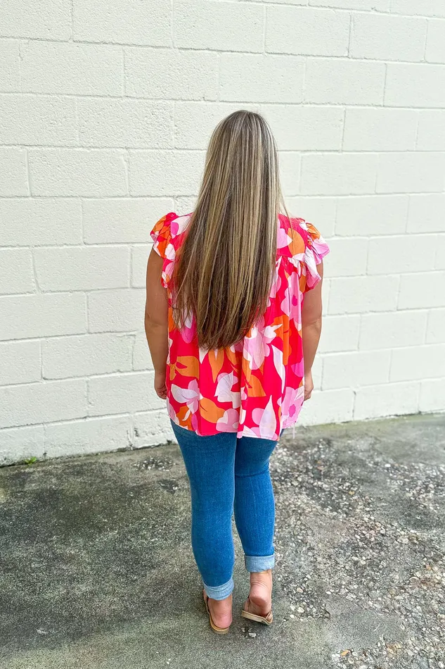 Haptics Pure Sweetness Floral Top Fuchsia Rings