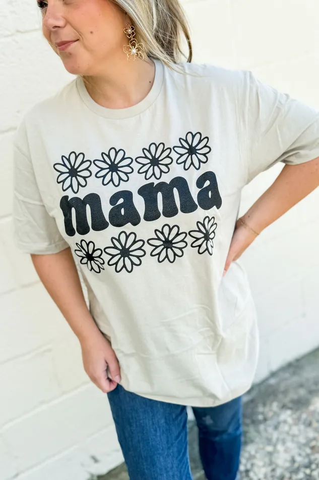 JL Franklins Rings Mama Daisy Graphic Tee Sand