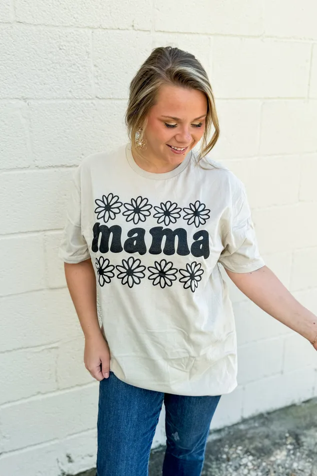 JL Franklins Rings Mama Daisy Graphic Tee Sand
