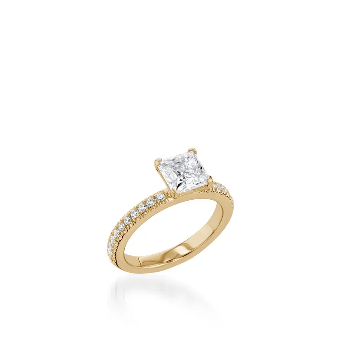 John Atencio Rings Essence Princess Cut Yellow Gold Engagement Ring