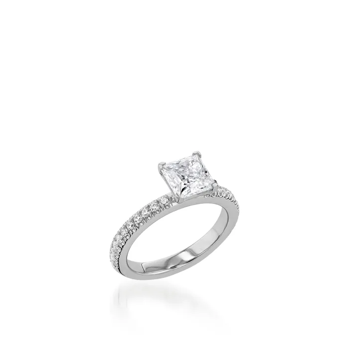 John Atencio Rings Essence Princess Cut Yellow Gold Engagement Ring