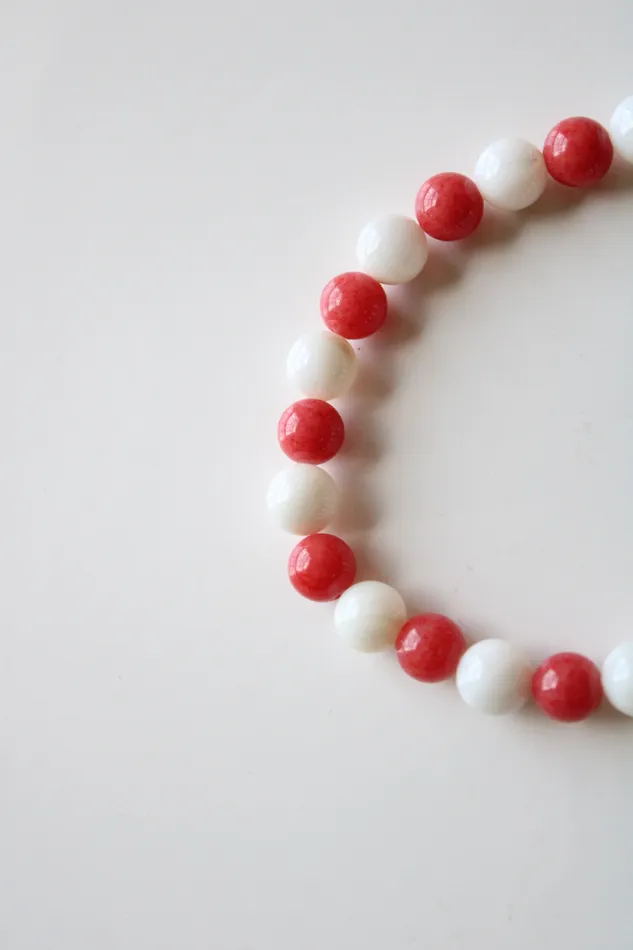 Jubilee Thrift Bracelets Coral Pink White Glass Beaded Bracelet