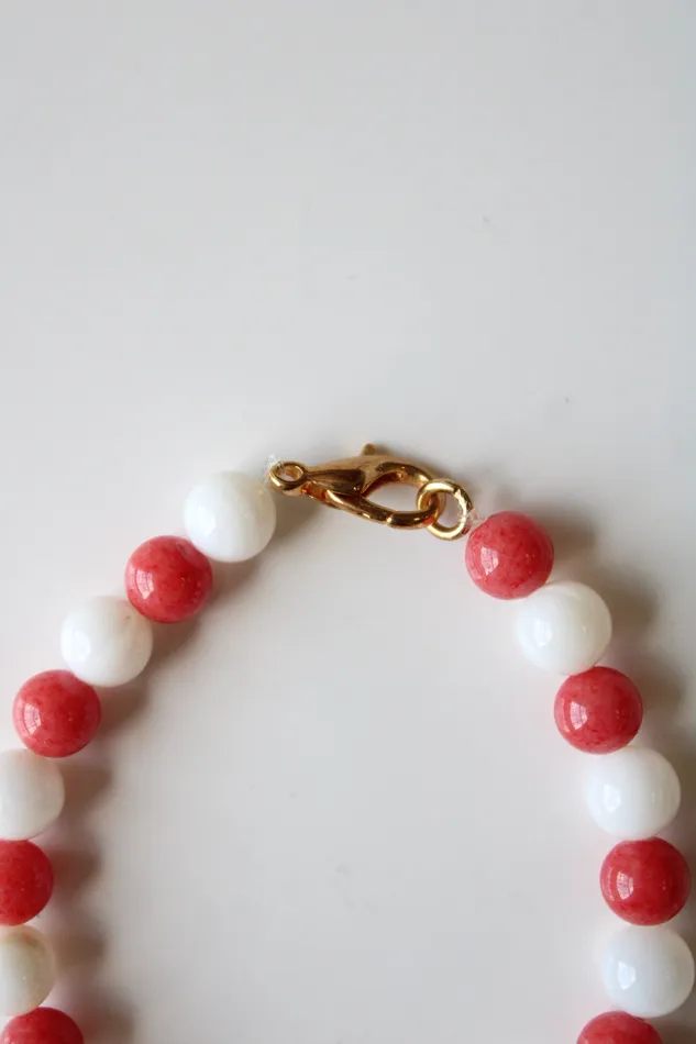 Jubilee Thrift Bracelets Coral Pink White Glass Beaded Bracelet