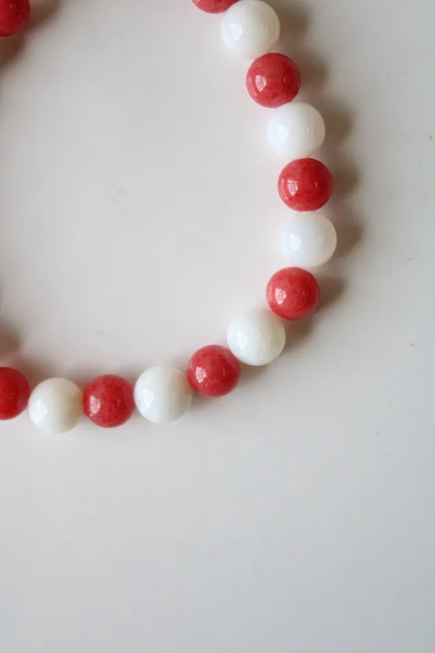 Jubilee Thrift Bracelets Coral Pink White Glass Beaded Bracelet