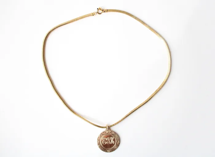 Jubilee Thrift Necklaces EJH Etched Initial 120 12KT Gold Fill Necklace