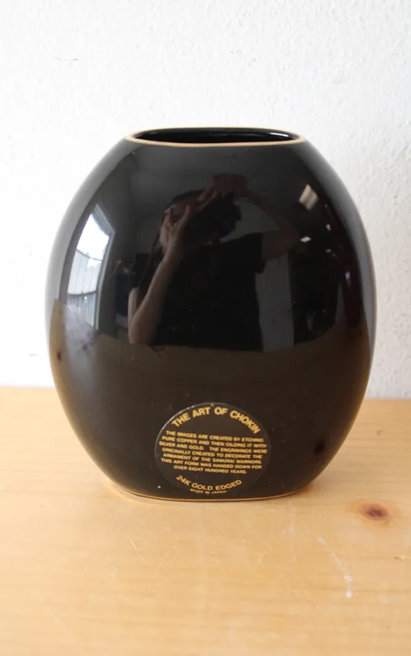 Jubilee Thrift Necklaces The Art Of Chokin 24K Gold Edged Engraved Black Vase