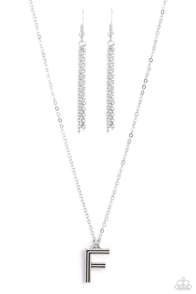 Leave Your Initials Silver F Paparazzi Accessories Earrings
