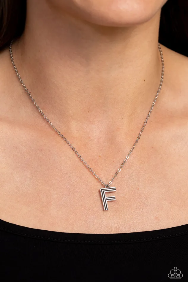 Leave Your Initials Silver F Paparazzi Accessories Earrings
