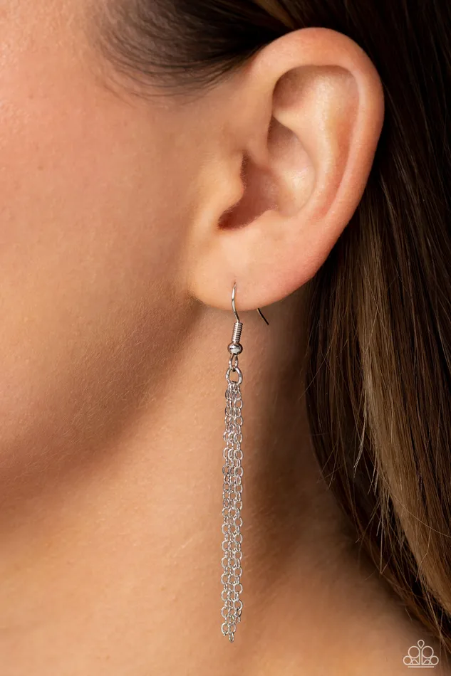 Leave Your Initials Silver F Paparazzi Accessories Earrings