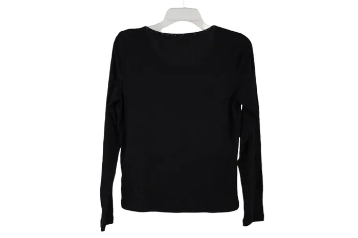 Liz Claiborne Black Beaded Long Sleeved Shirt M Liz Claiborne Rings