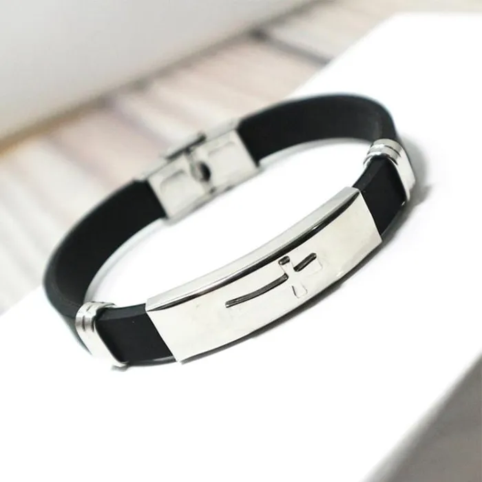 Lords Guidance Bracelets Mens Cross Bracelet br Silicone Band
