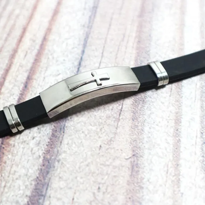 Lords Guidance Bracelets Mens Cross Bracelet br Silicone Band