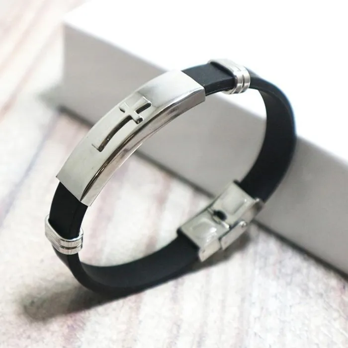Lords Guidance Bracelets Mens Cross Bracelet br Silicone Band