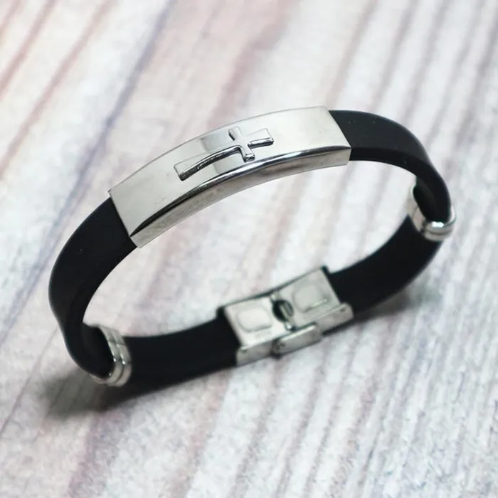 Lords Guidance Bracelets Mens Cross Bracelet br Silicone Band
