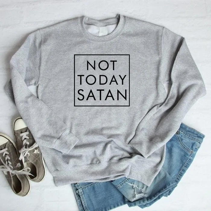 Lords Guidance Earrings Christian Sweatshirt br Not Today Satan
