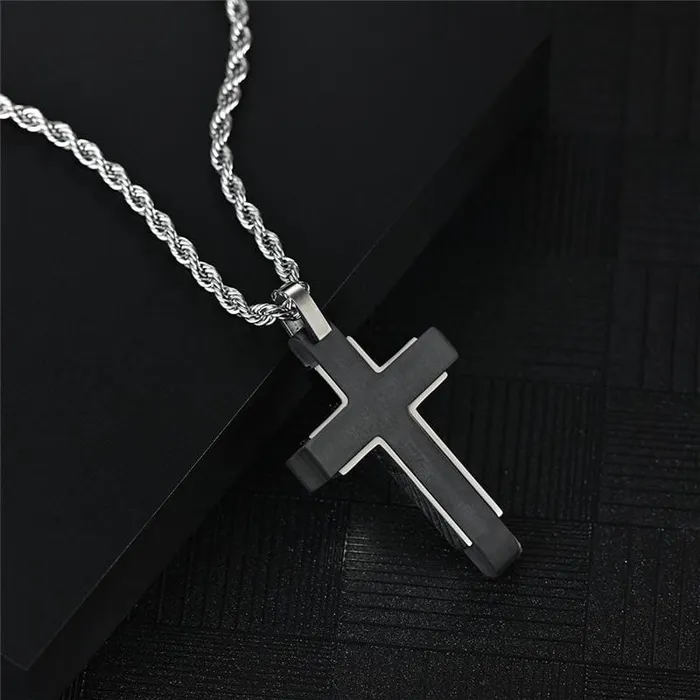Lords Guidance Necklaces Mens Christian Necklace br Black Plated