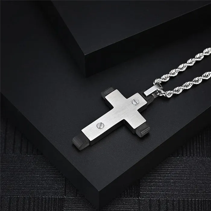 Lords Guidance Necklaces Mens Christian Necklace br Black Plated