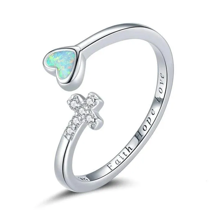Lords Guidance Rings Christian Ring br Faith Hope Love Silver