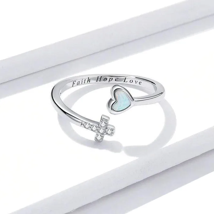 Lords Guidance Rings Christian Ring br Faith Hope Love Silver