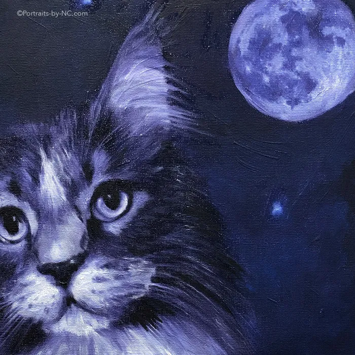 Maine Coon Cat Oil Painting Portraits by NC Necklaces