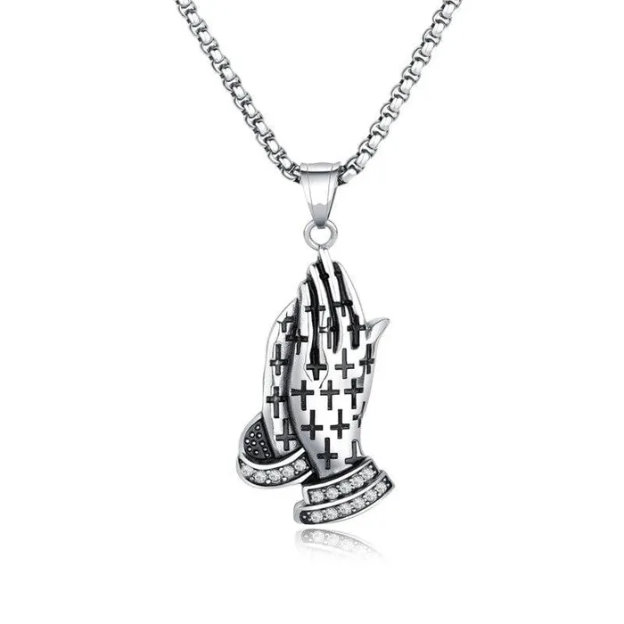 Mens Christian Necklace br Hands Joined Serenity Prayer Lords Guidance Necklaces Mens Christian Necklace br Hands Joined Serenity Prayer Lords Guidance Necklaces