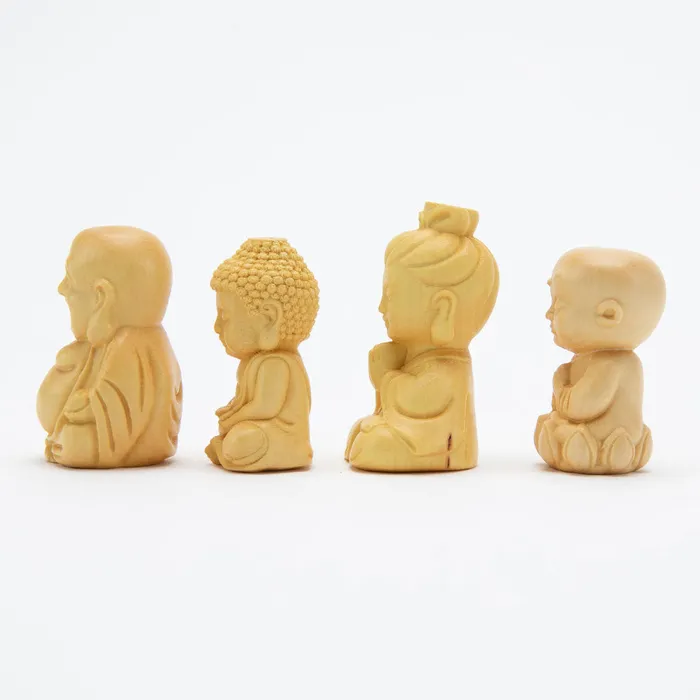 Miniature Wooden Bodhisattva Statue Eastern Elm Earrings