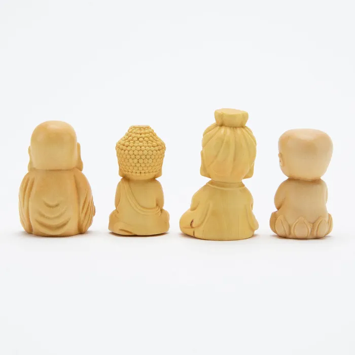 Miniature Wooden Bodhisattva Statue Eastern Elm Earrings