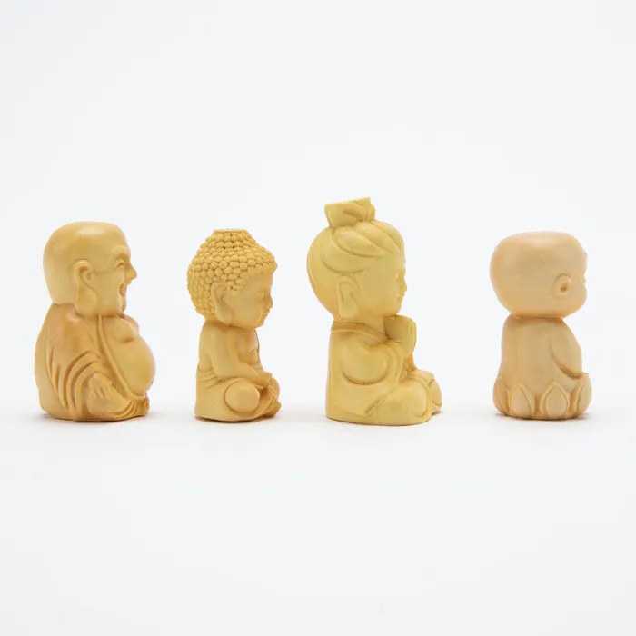 Miniature Wooden Bodhisattva Statue Eastern Elm Earrings