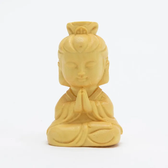 Miniature Wooden Bodhisattva Statue Eastern Elm Earrings