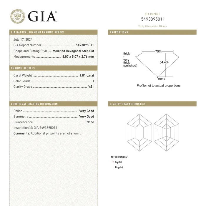 Misfit Diamonds Rings 101ct 807x507x276mm GIA VS1 I Hexagon Step Cut 2580303