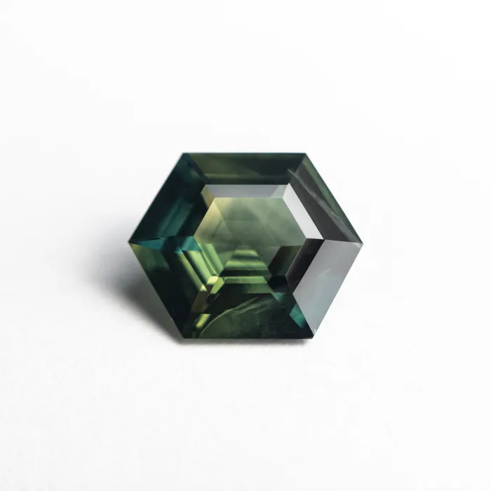 Misfit Gems Rings GreenTeal Step Cut Sapphire 202ct Hexagon