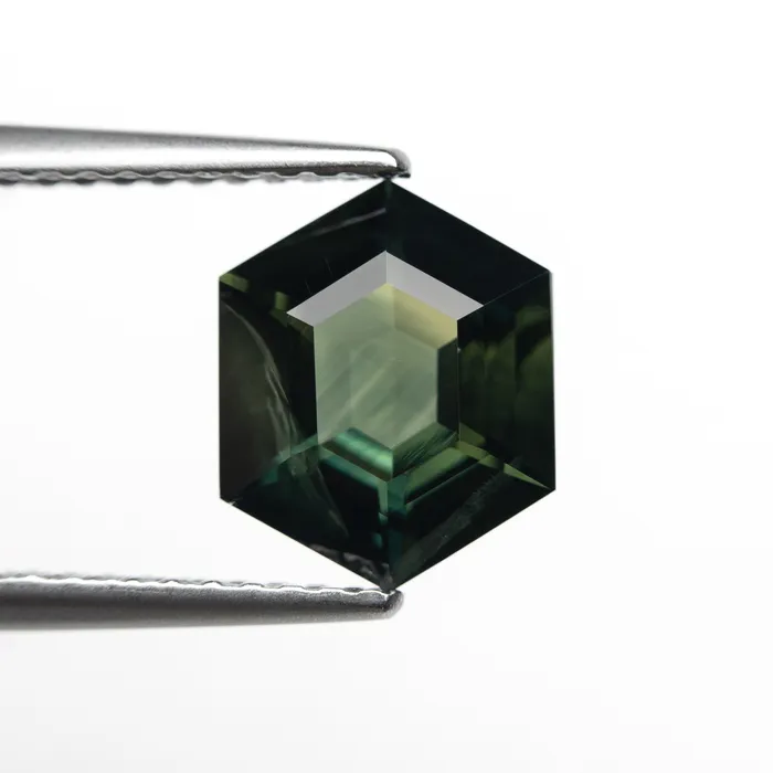 Misfit Gems Rings GreenTeal Step Cut Sapphire 202ct Hexagon