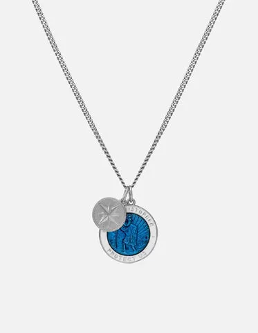 Necklaces Miansai Saint Christopher Surf Necklace Sterling SilverCaribbean Blue Necklaces Miansai Saint Christopher Surf Necklace Sterling SilverCaribbean Blue