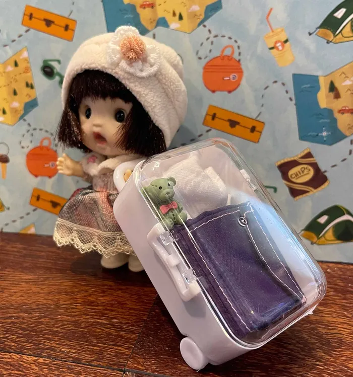 Necklaces Miniatures by NC Miniature Suitcase Travel Bag for Dolls Blythe Accessories