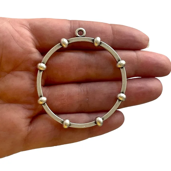 Necklaces Peppy Beads Antique Silver Plated Large Circle Pendant