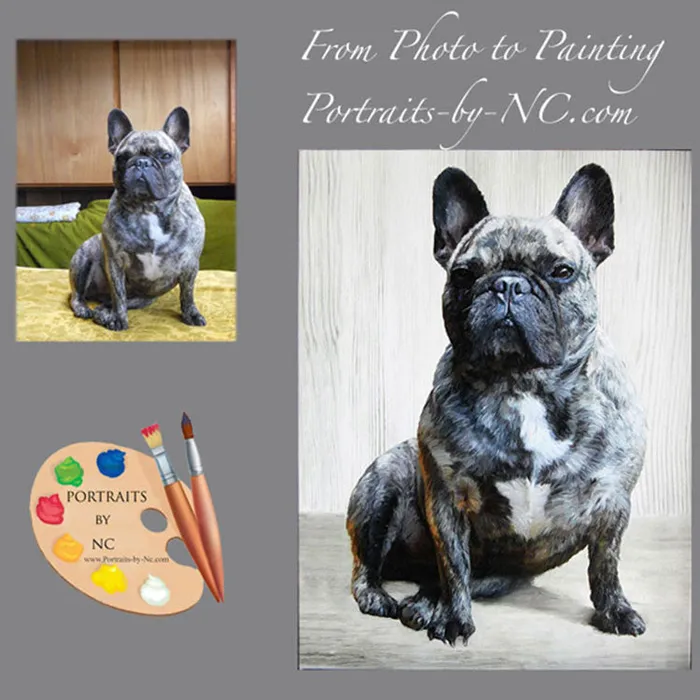 Necklaces Portraits by NC French Bulldog Dog Custom Painted Pet Portrait