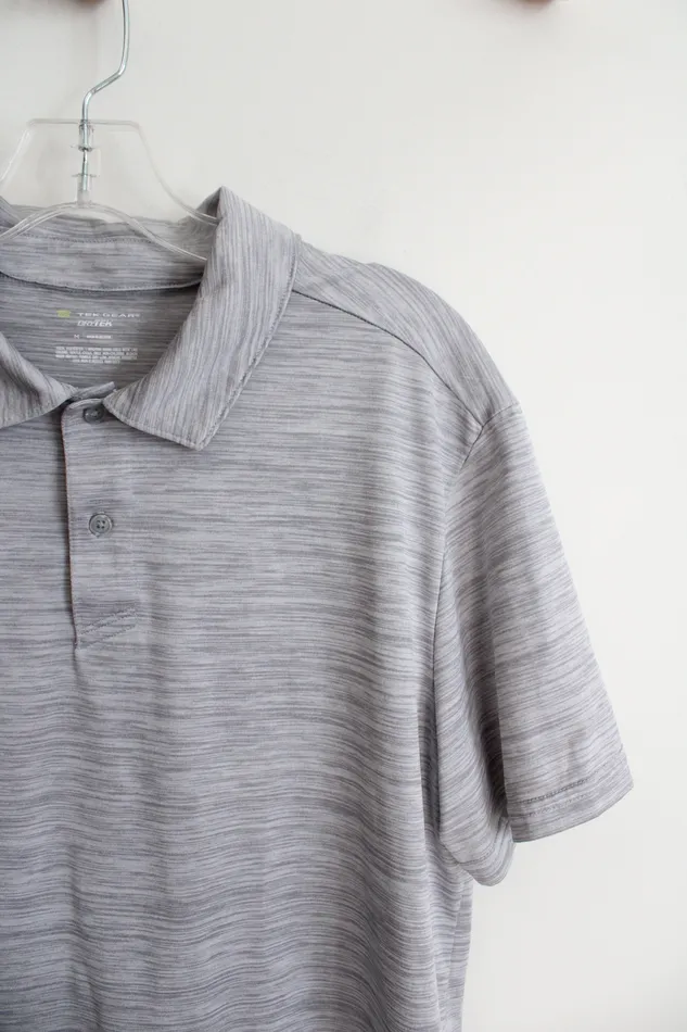 Necklaces Tek Gear Tek Gear Light Gray Athletic Polo Shirt M