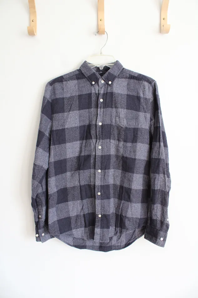 Next Rings Next Regular Fit Blue Plaid Long Sleeved Button Down Shirt S