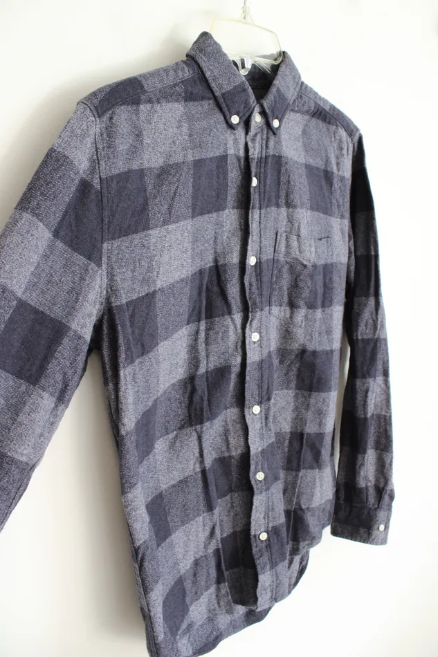 Next Rings Next Regular Fit Blue Plaid Long Sleeved Button Down Shirt S