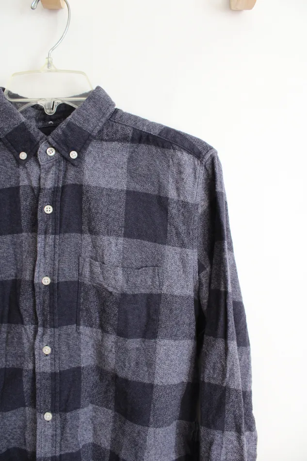 Next Rings Next Regular Fit Blue Plaid Long Sleeved Button Down Shirt S
