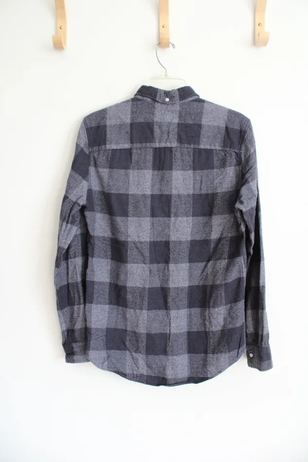 Next Rings Next Regular Fit Blue Plaid Long Sleeved Button Down Shirt S
