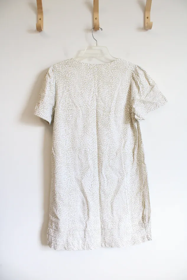 Nicole Miller Original Green White Patterned Linen Blend Shift Dress L Nicole Miller Rings