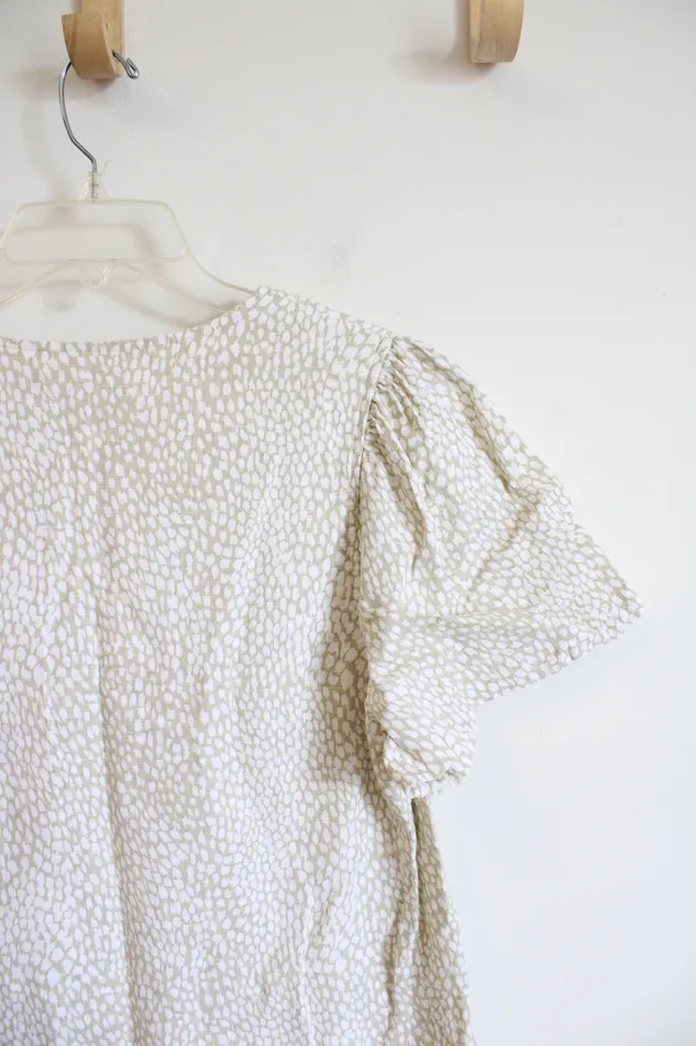 Nicole Miller Original Green White Patterned Linen Blend Shift Dress L Nicole Miller Rings