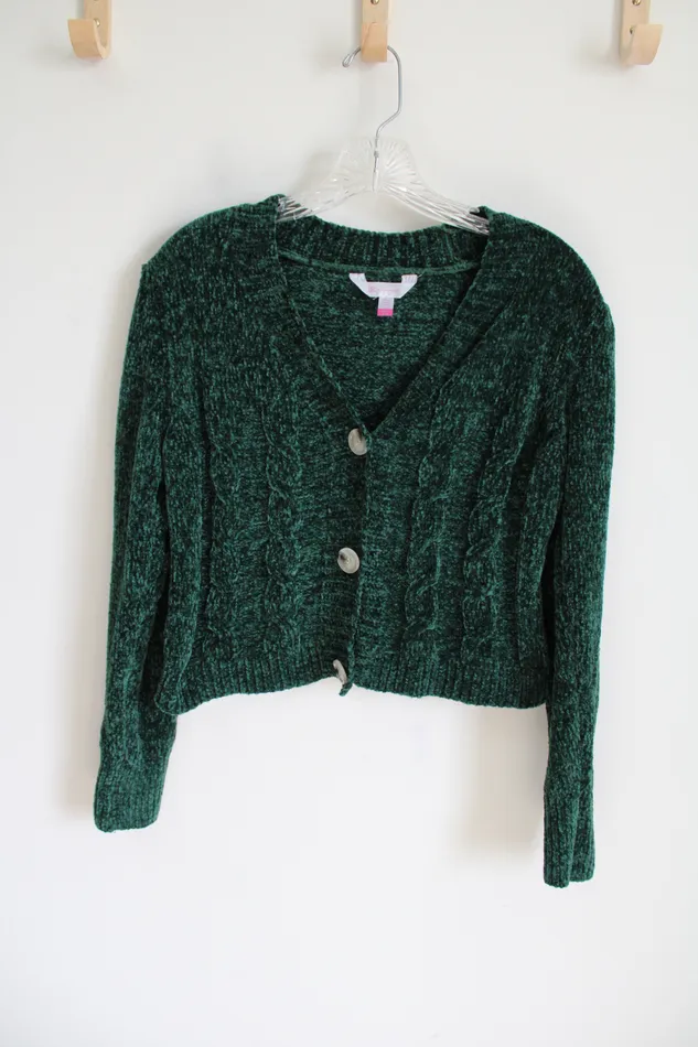 No Boundaries Earrings No Boundaries Green Chenille Crop Sweater S