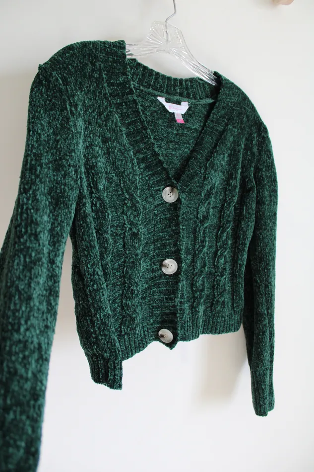 No Boundaries Earrings No Boundaries Green Chenille Crop Sweater S