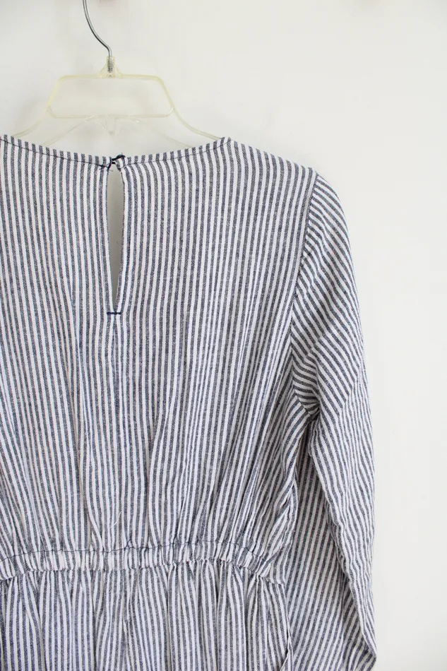 Old Navy Old Navy Blue White Striped Wrap Long Sleeved Jumpsuit XS Rings