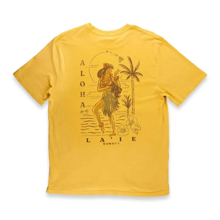 Pacific Creations Hula Girl Mens Tee Shirt Mustard TANKSTREAM Rings